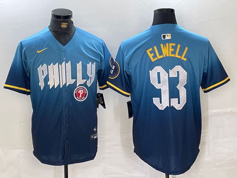 Men Philadelphia Phillies 93 Elwell Blue City Edition 2024 Nike MLB Jersey style 3